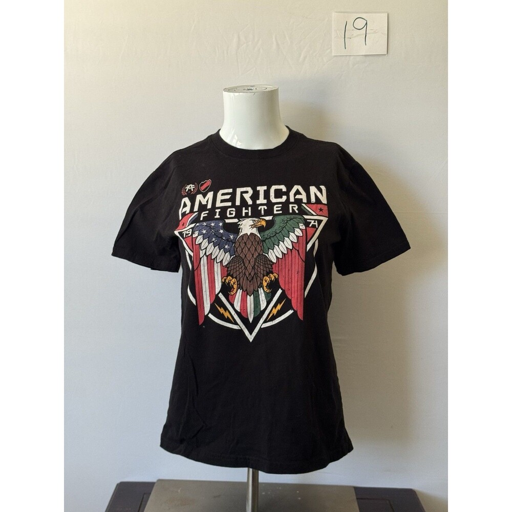 American Fighter Youth Large Eagle USA Mexico Flag Graphic T Shirt Black YL